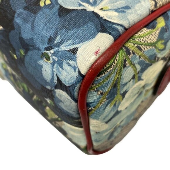 Auth GUCCI GG Blooms 432123 Navy Red Multi PVC Leather Handbag - Picture 3 of 15